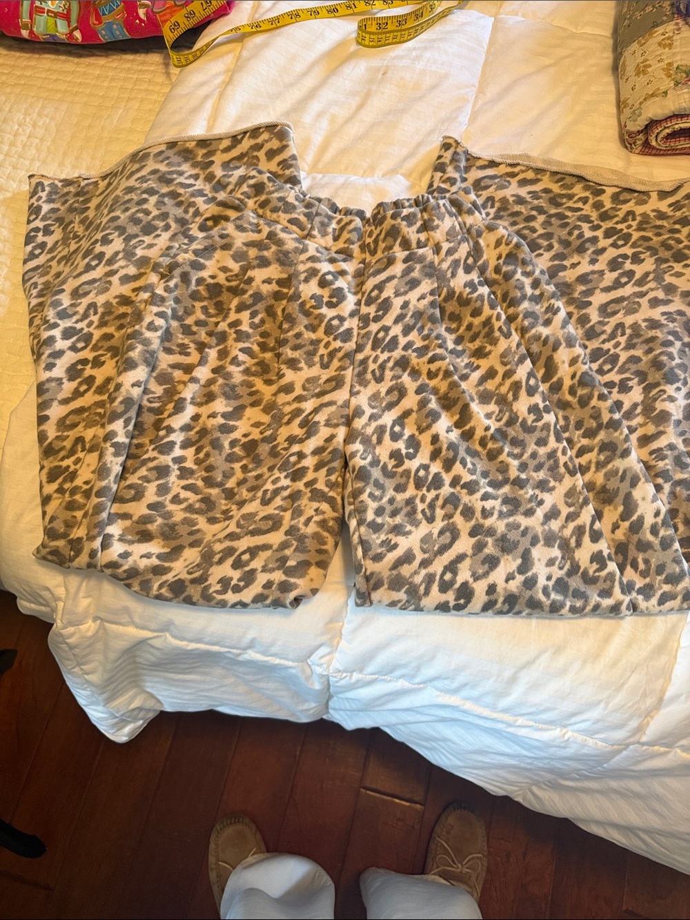 aerie Leopard Print Lounge wide leg pants  in Beige and Brown